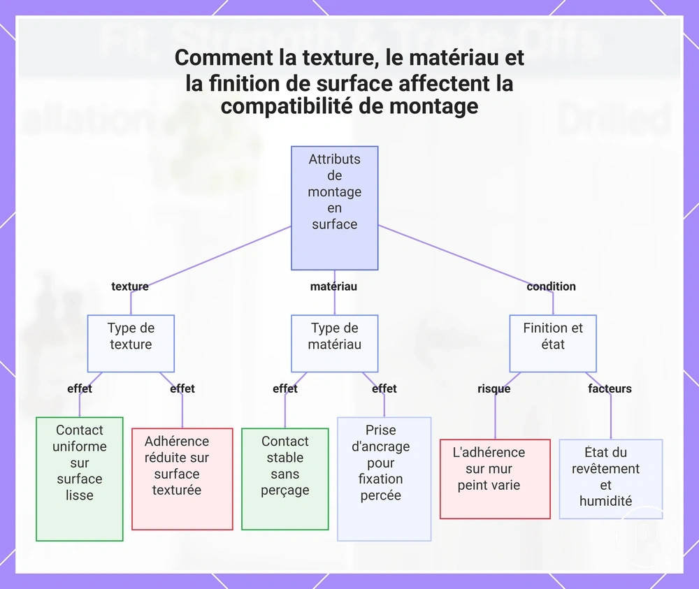 Comment la texture, le matériau et la finition de surface affectent la compatibilité de montage