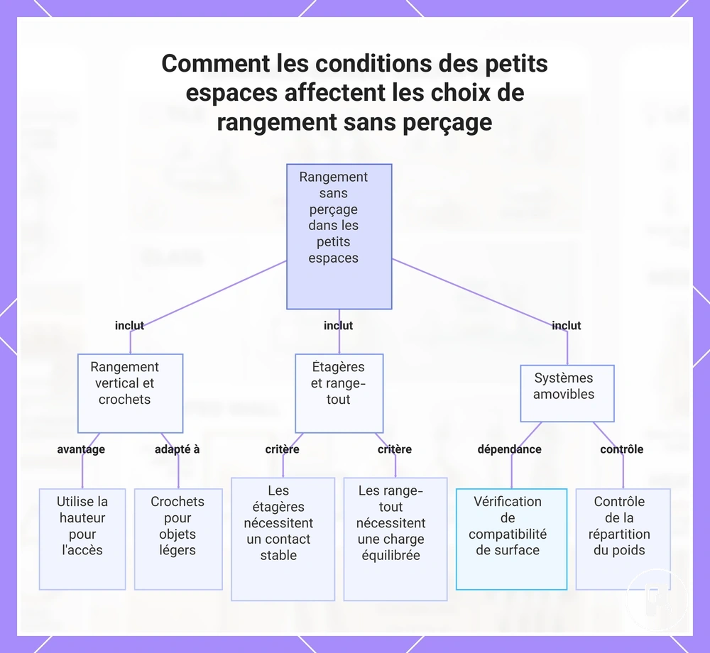 Comment les conditions des petits espaces affectent les choix de rangement sans perçage