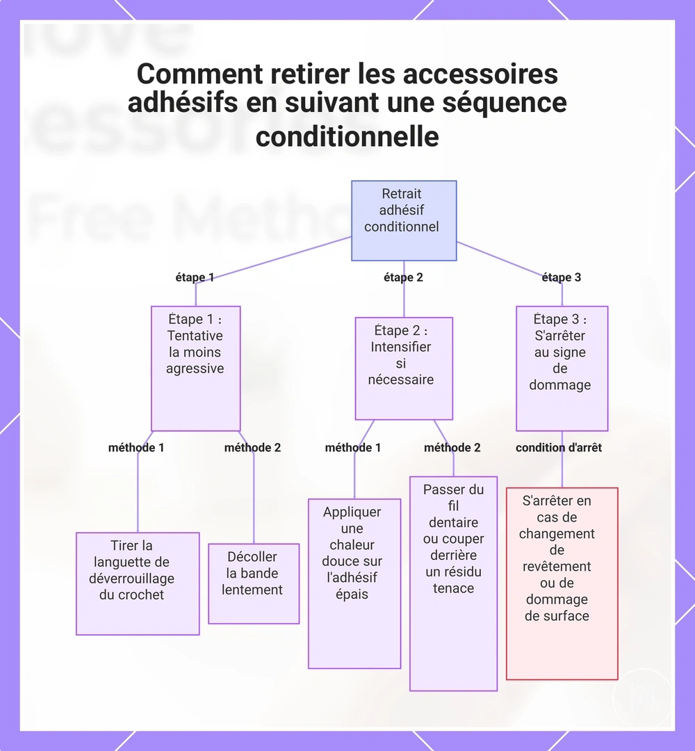Comment retirer les accessoires adhésifs en suivant une séquence conditionnelle