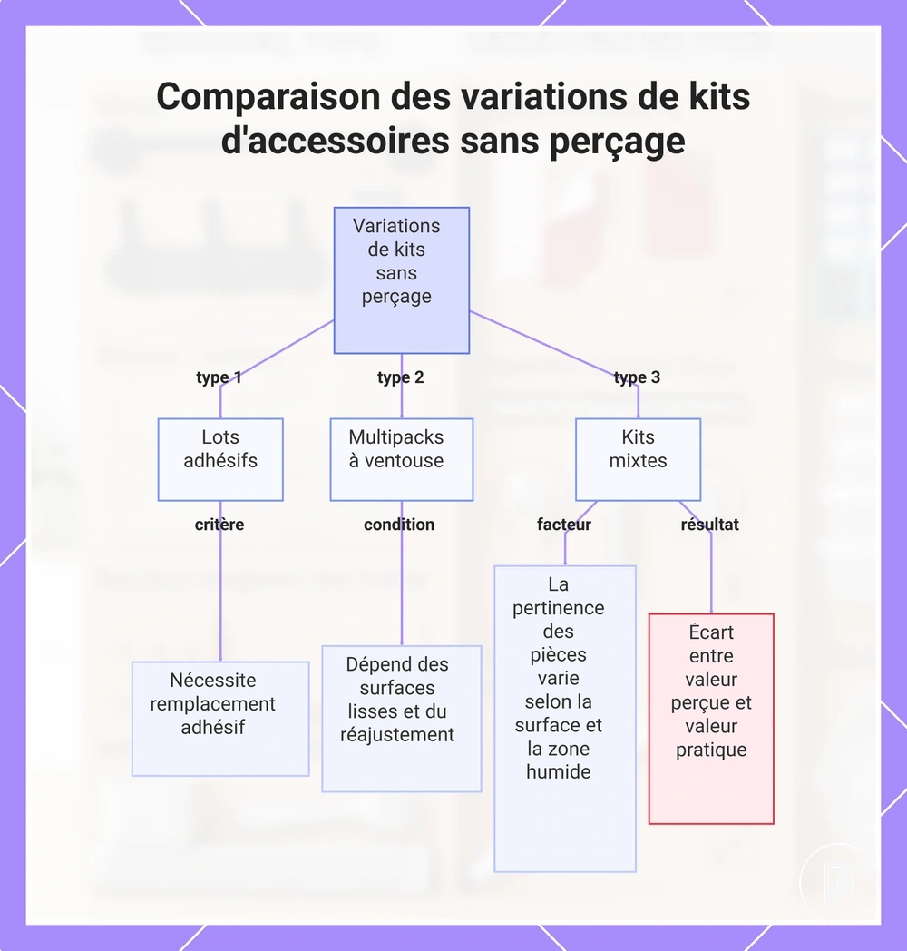 Comparaison des variations de kits d'accessoires sans perçage