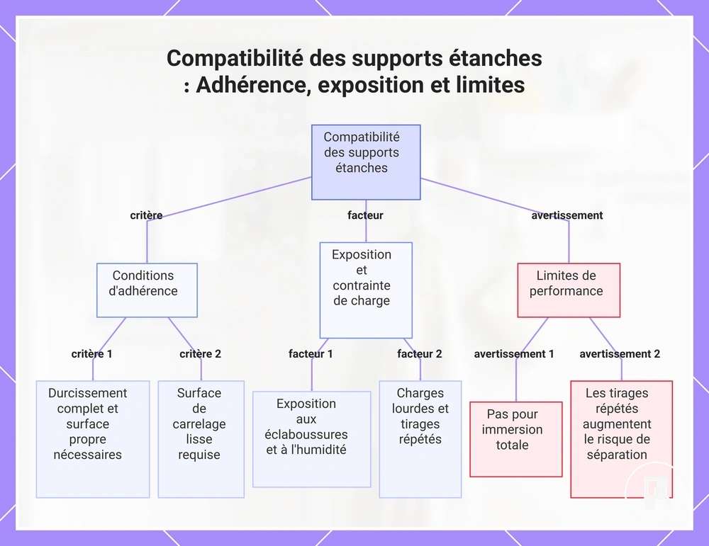 Compatibilité des supports étanches : Adhérence, exposition et limites