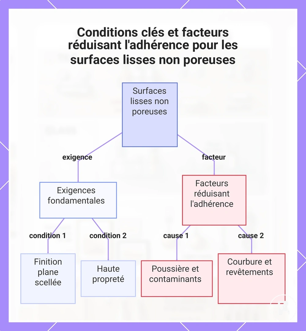 Conditions clés et facteurs réduisant l'adhérence pour les surfaces lisses non poreuses