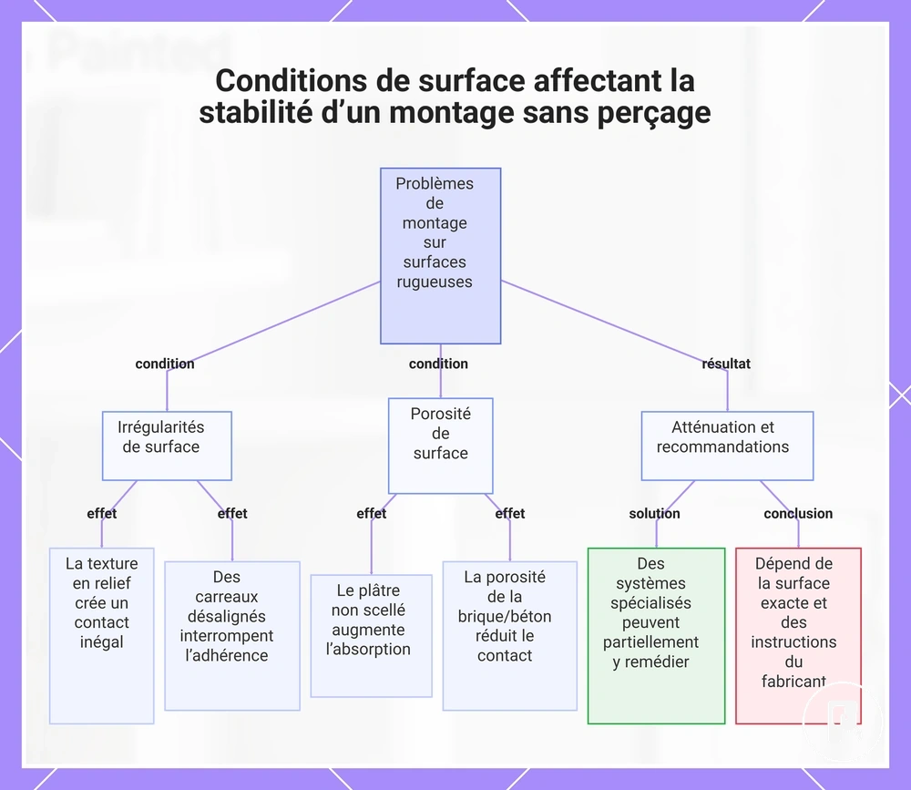 Conditions de surface affectant la stabilité d’un montage sans perçage