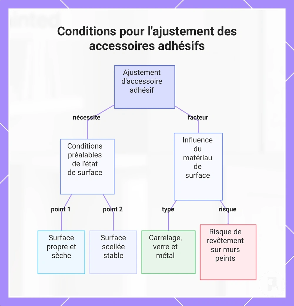 Conditions pour l'ajustement des accessoires adhésifs