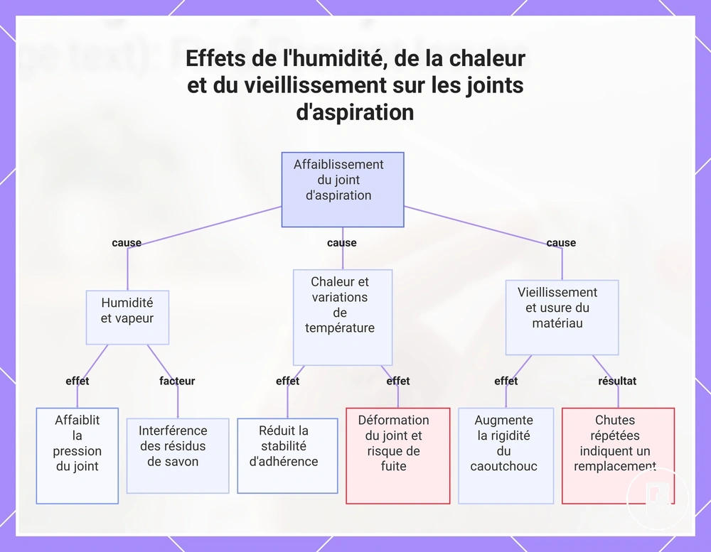 Effets de l'humidité, de la chaleur et du vieillissement sur les joints d'aspiration