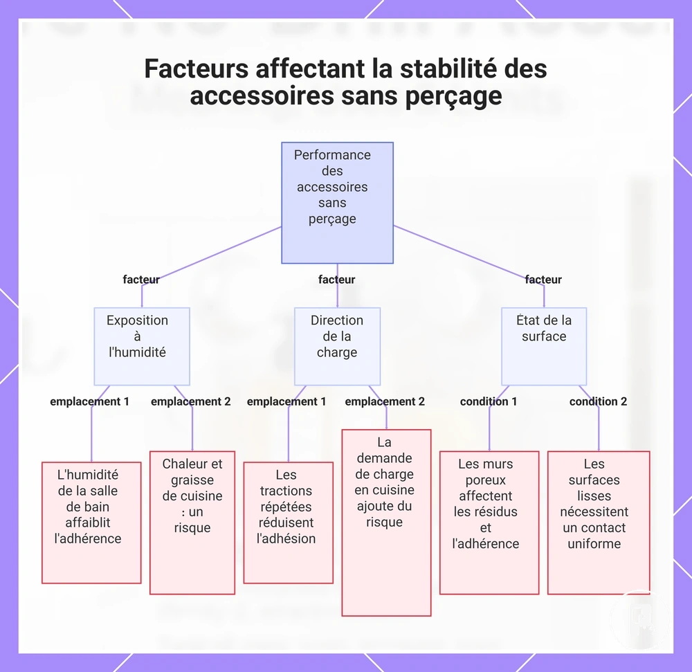 Facteurs affectant la stabilité des accessoires sans perçage