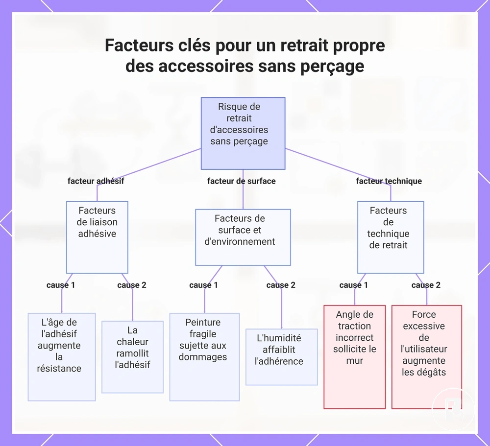 Facteurs clés pour un retrait propre des accessoires sans perçage