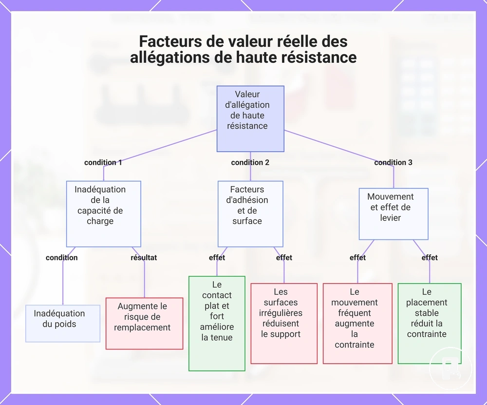 Facteurs de valeur réelle des allégations de haute résistance