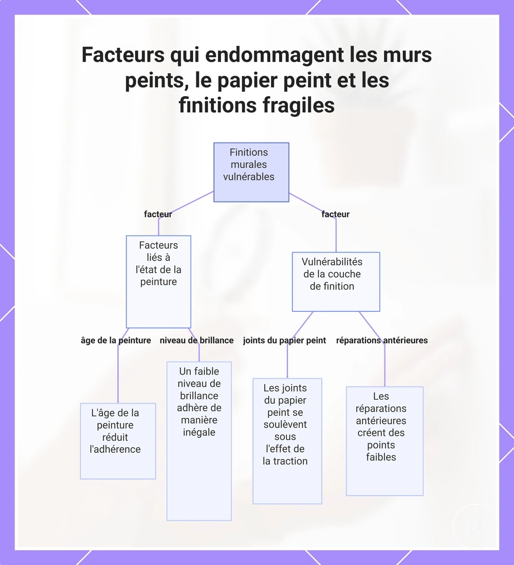 Facteurs qui endommagent les murs peints, le papier peint et les finitions fragiles