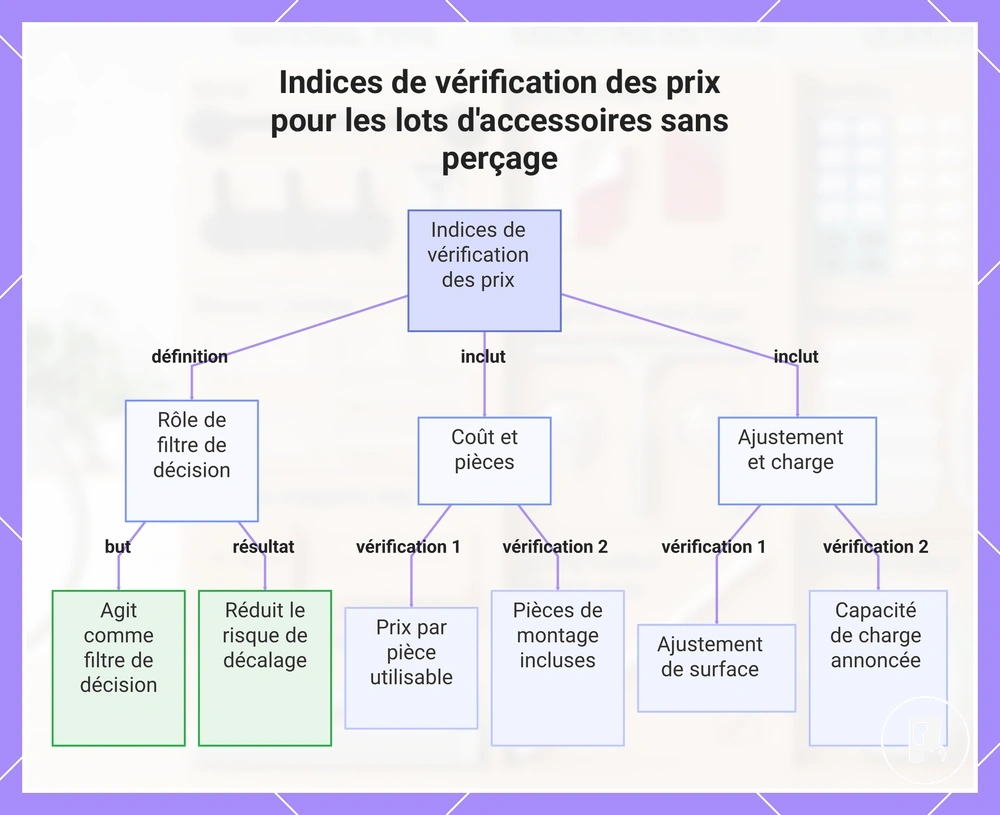 Indices de vérification des prix pour les lots d'accessoires sans perçage