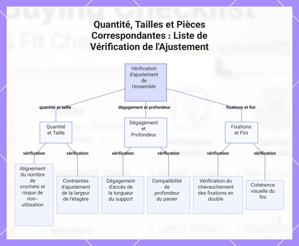Quantité, Tailles et Pièces Correspondantes : Liste de Vérification de l'Ajustement