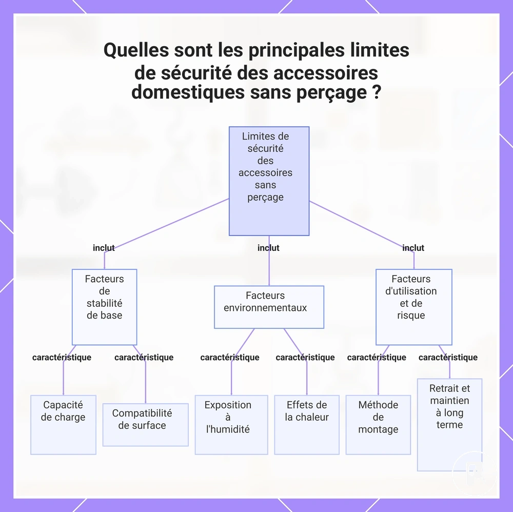 Quelles sont les principales limites de sécurité des accessoires domestiques sans perçage ?