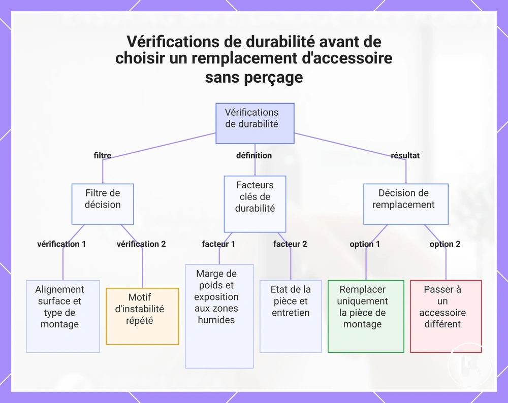 Vérifications de durabilité avant de choisir un remplacement d'accessoire sans perçage