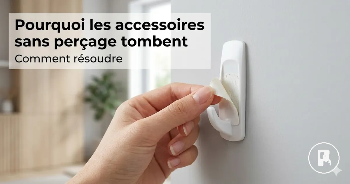 Accessoire de maison sans perçage desserré montrant des signes courants de chute et de défaut de fixation