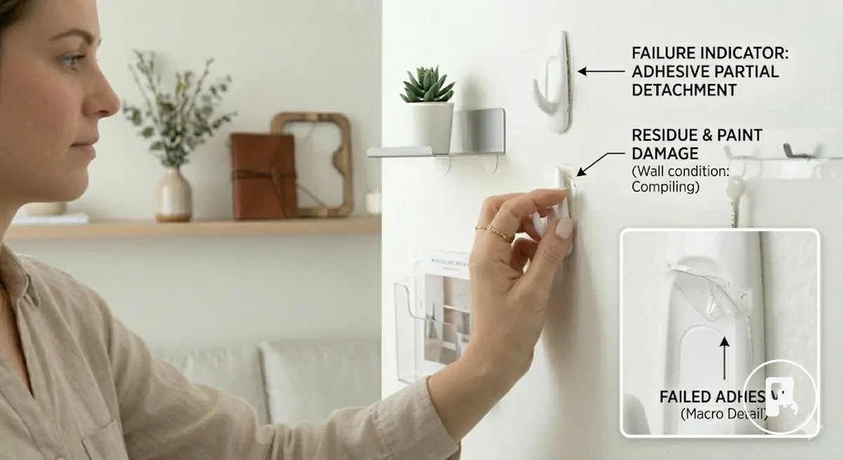Acessório para casa sem furar solto com sinais comuns de queda e falha de fixação