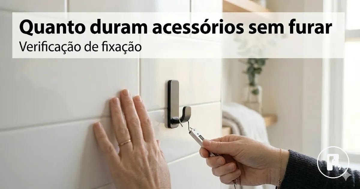 Acessórios para casa sem furar sendo verificados quanto à fixação de longo prazo e ao estado da superfície