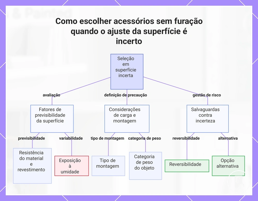 Como escolher acessórios sem furação quando o ajuste da superfície é incerto