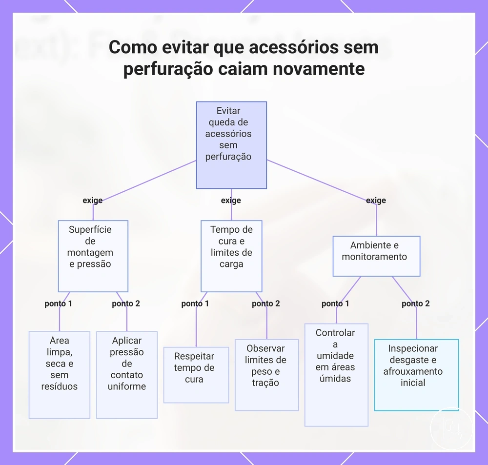 Como evitar que acessórios sem perfuração caiam novamente