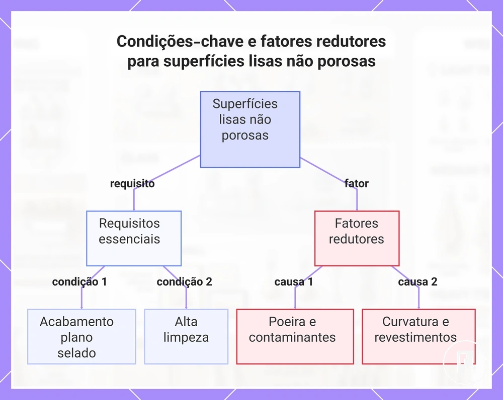Condições-chave e fatores redutores para superfícies lisas não porosas