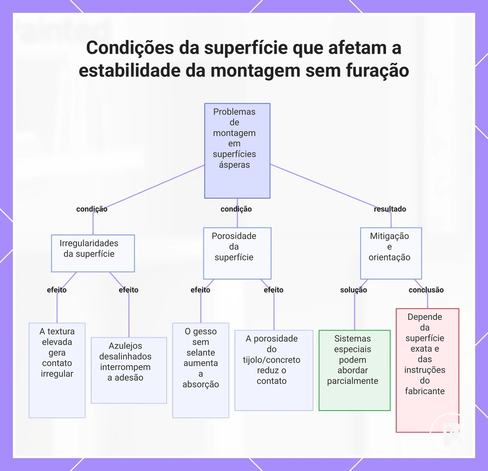 Condições da superfície que afetam a estabilidade da montagem sem furação