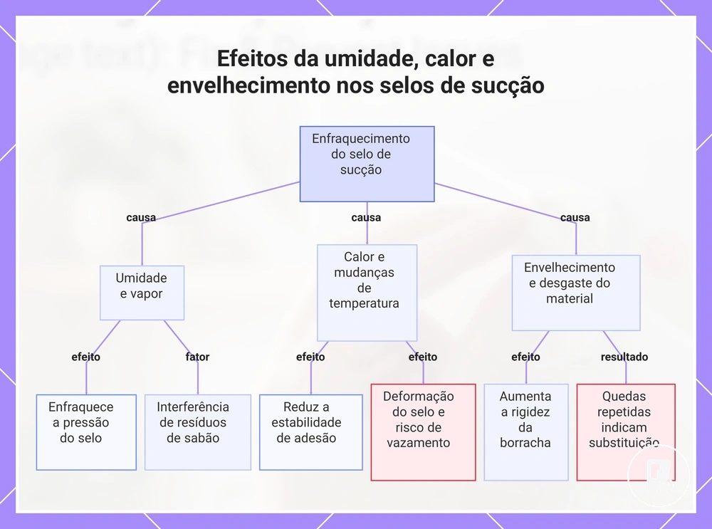 Efeitos da umidade, calor e envelhecimento nos selos de sucção