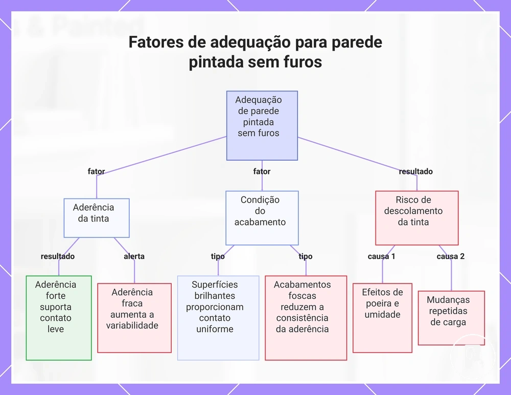 Fatores de adequação para parede pintada sem furos