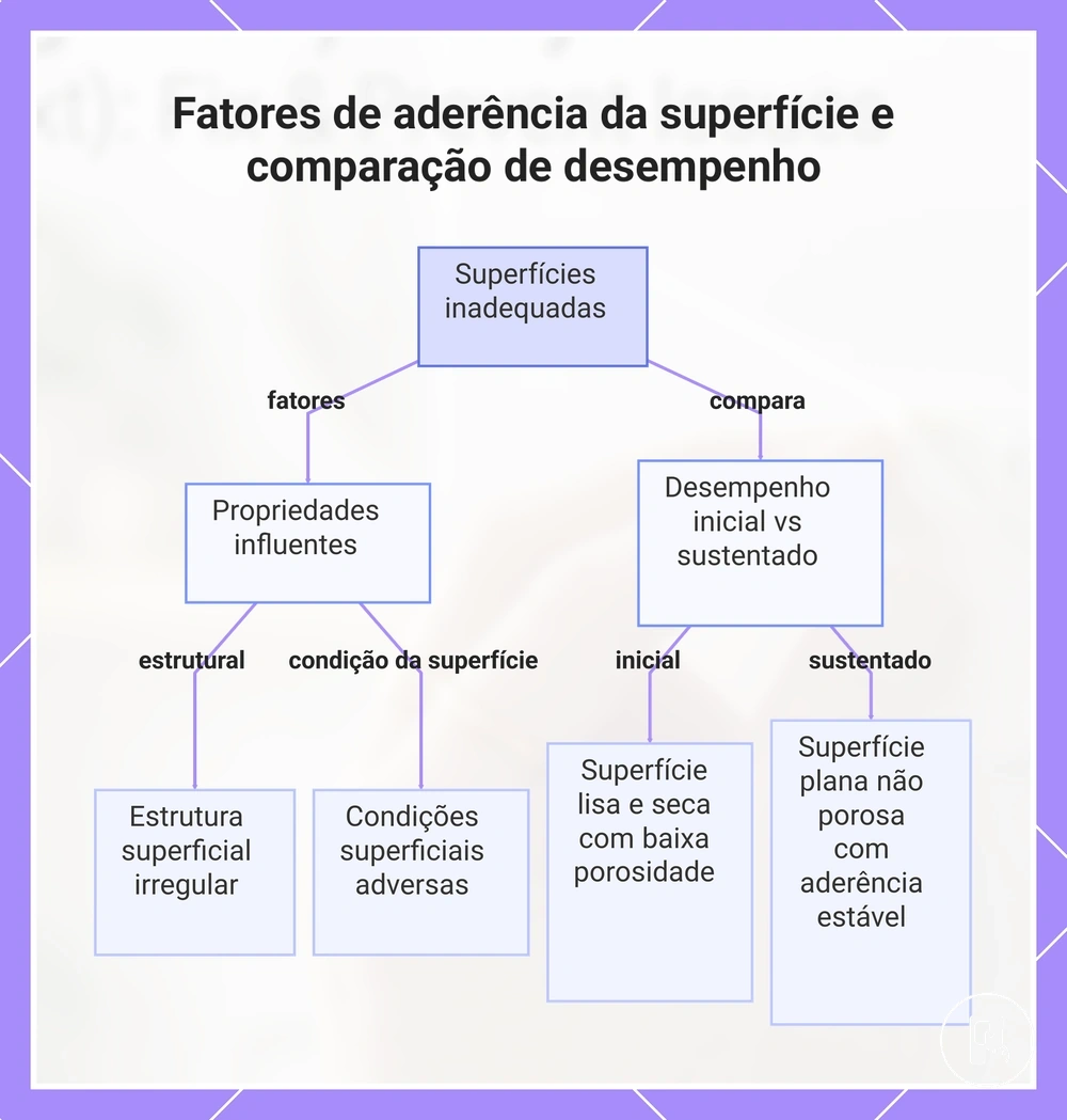 Fatores de aderência da superfície e comparação de desempenho