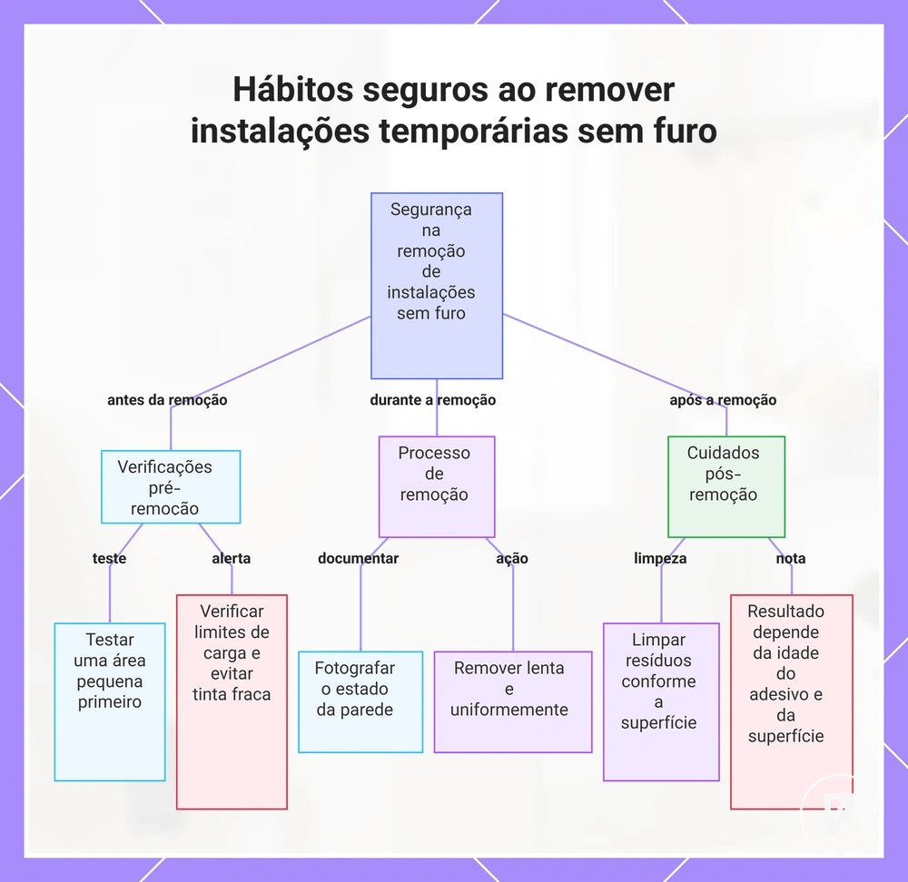 Hábitos seguros ao remover instalações temporárias sem furo