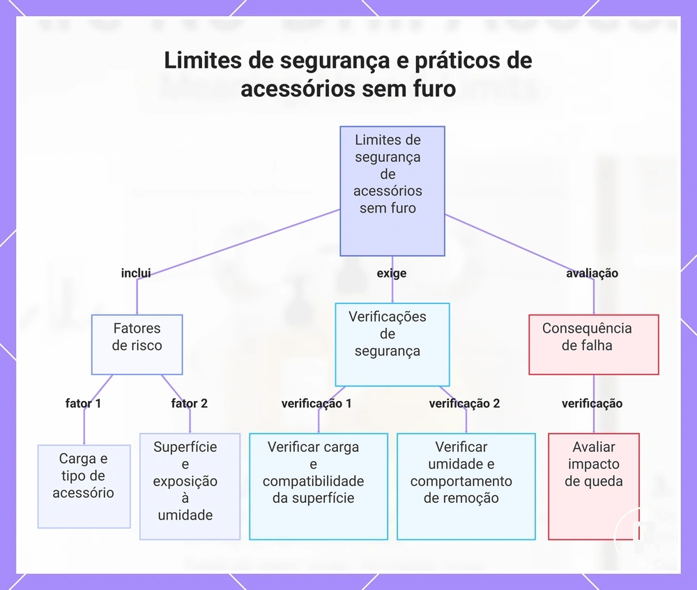 Limites de segurança e práticos de acessórios sem furo