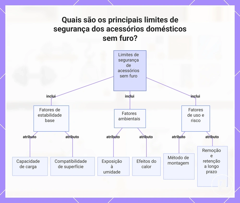 Quais são os principais limites de segurança dos acessórios domésticos sem furo?