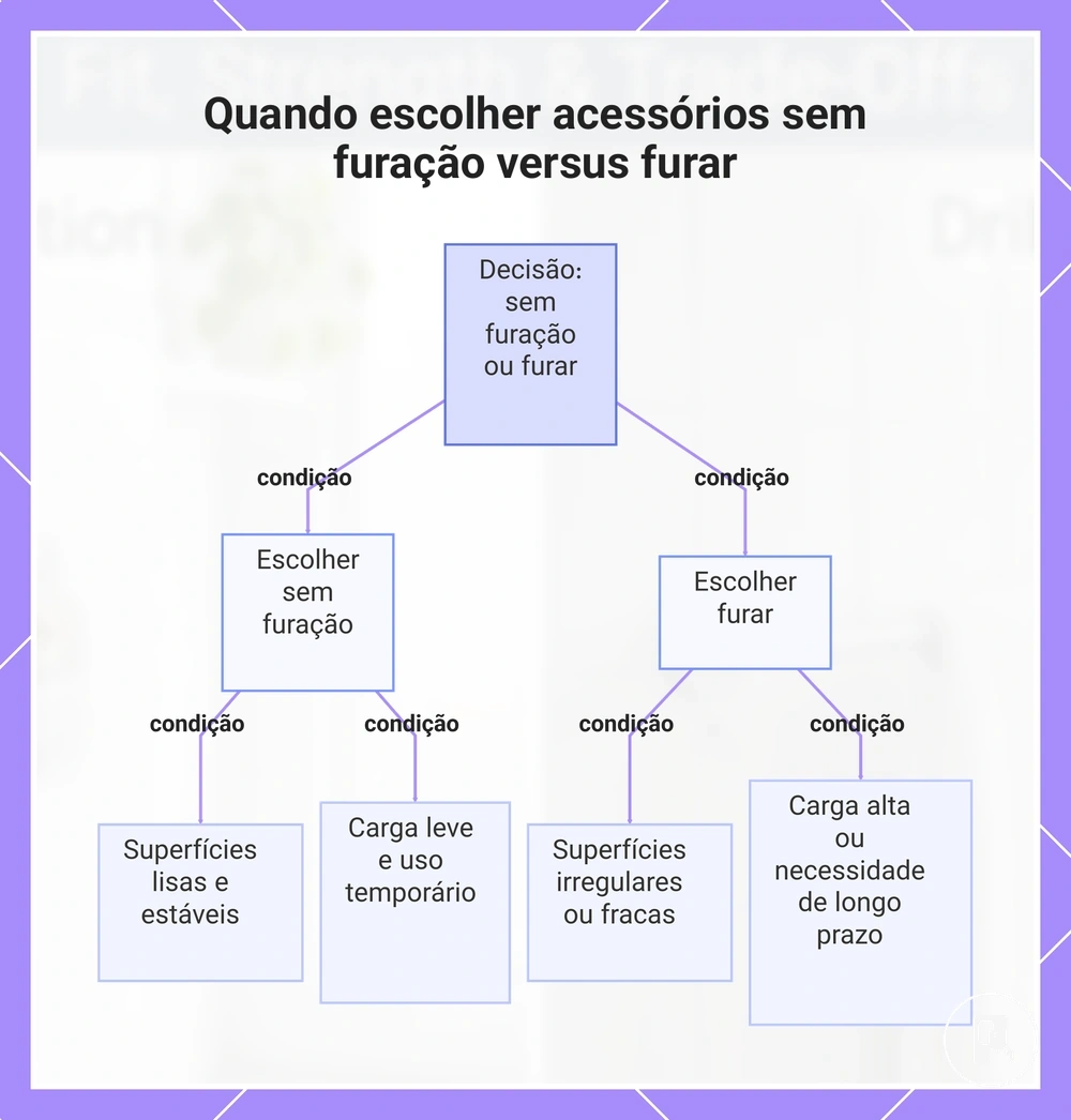 Quando escolher acessórios sem furação versus furar