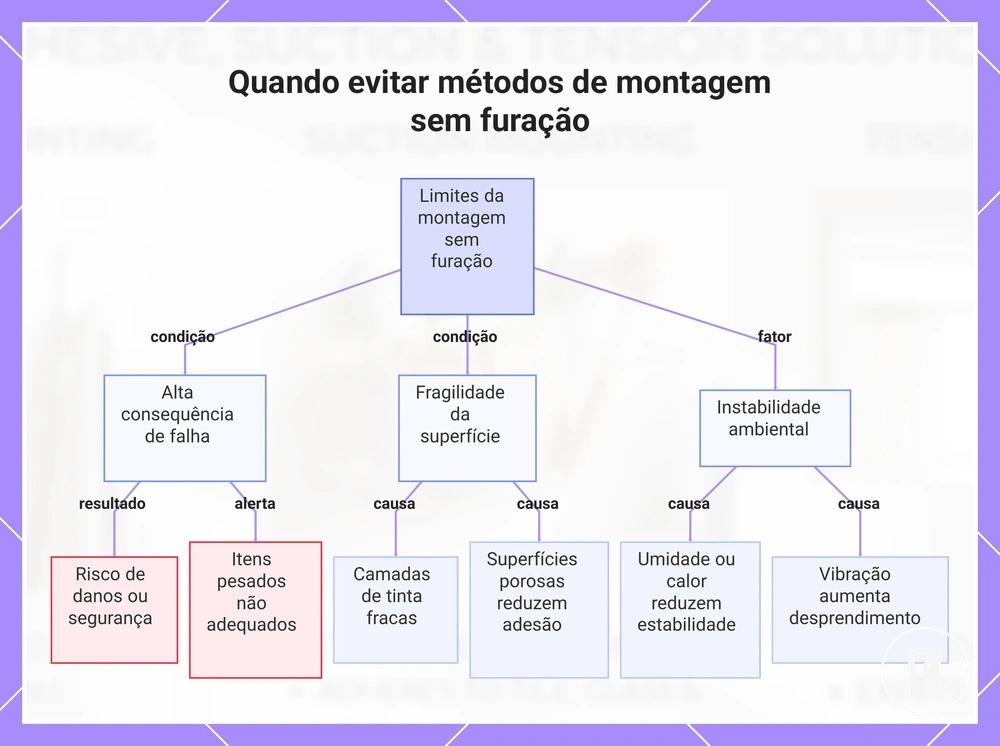 Quando evitar métodos de montagem sem furação