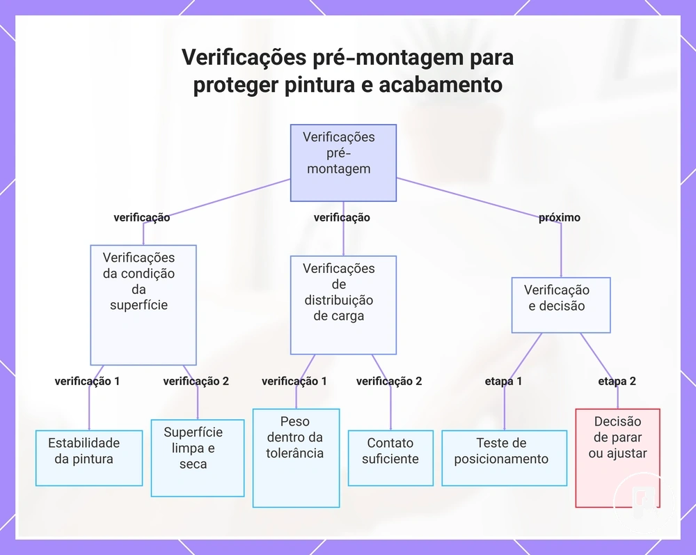 Verificações pré-montagem para proteger pintura e acabamento