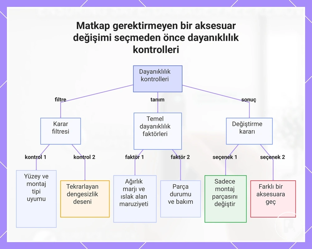 Matkap gerektirmeyen bir aksesuar değişimi seçmeden önce dayanıklılık kontrolleri