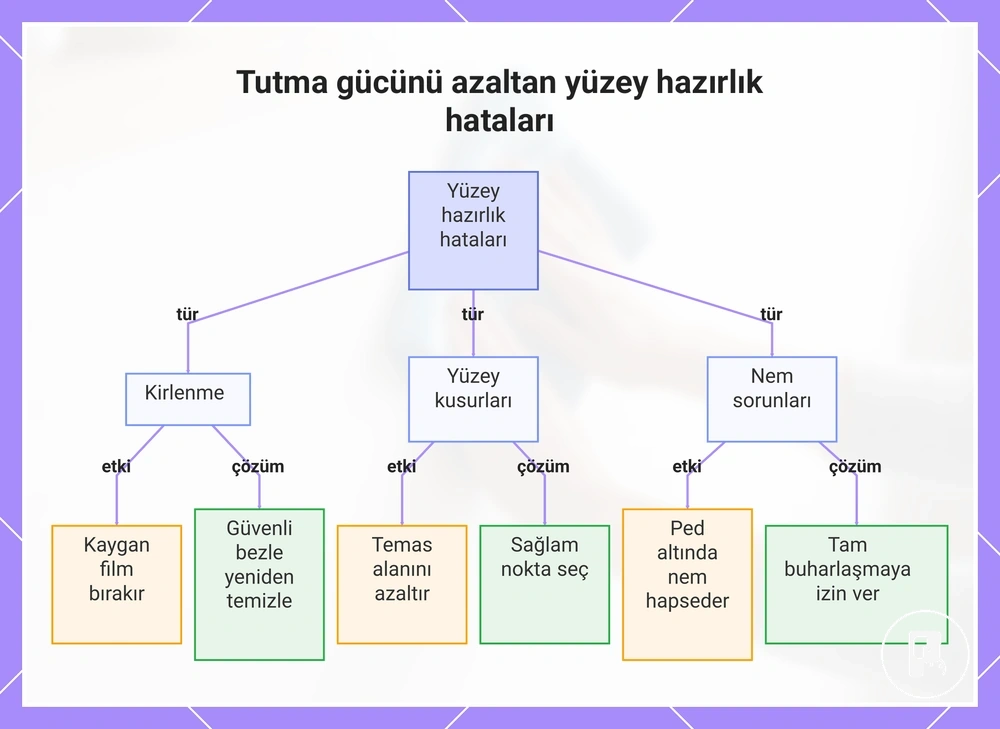 Tutma gücünü azaltan yüzey hazırlık hataları