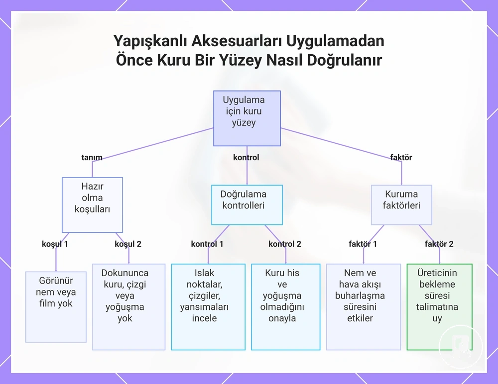 Yapışkanlı Aksesuarları Uygulamadan Önce Kuru Bir Yüzey Nasıl Doğrulanır